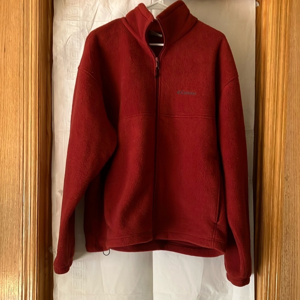 Columbia Men’s Red Fleece Full Zip Jacket w/Zippered Pockets Sz XL